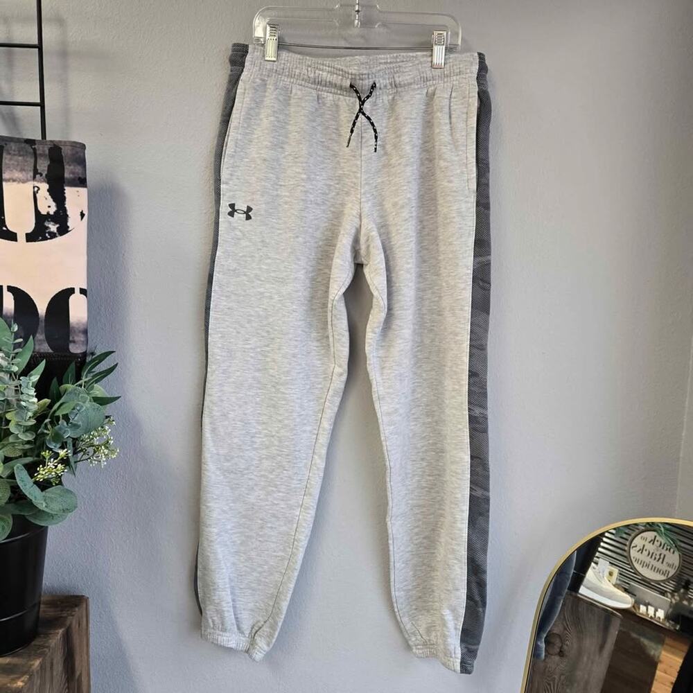Under Armour Boys Rival Fleece ABC Camo Side Stripe Jogger Pants Gray XL